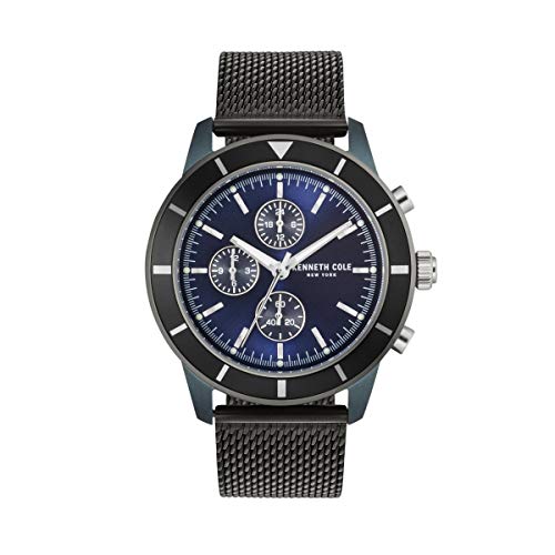 Kenneth Cole New York Mens Dress Sport Round Black Stainless Steel Mesh Watch