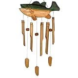 Woodstock Chimes Asli Arts Collection, Bass Fish Bamboo Chime, 35'' Bamboo Wind Chimes for Outdoor, Patio, Home or Garden Décor (CBS336)