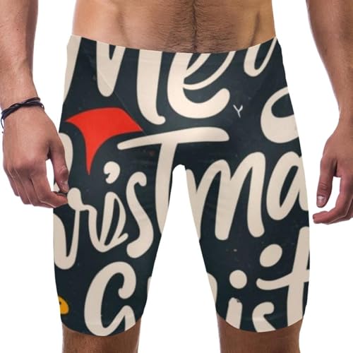 Happy Christmas Swimsuit for Men & Boys,Competition Lap Swim Suit, Square Leg Endurance Training Multicoloured