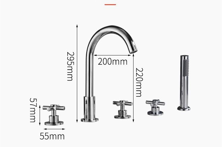 Brass Bathroom Sink Mixer Split Type 5 Pcs Bathtub Faucet Set Cold and Hot Water Five-Hole Three-Way Shower Faucet(Sliver2)