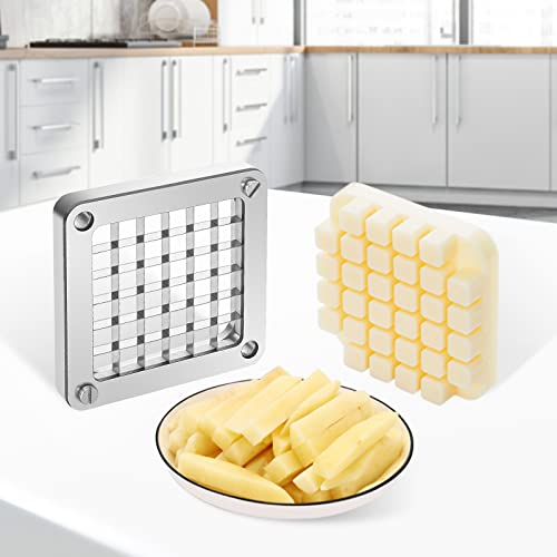 VEVOR Replacement Chopper Blade, 1/2 inch, 3 PCS French Fry Blade Assembly with 6 Extra Knives, Stainless Steel Dicer Parts and Push Block for Cutting Potatoes Carrots Onions Cucumbers Mushrooms by VEVOR - Image 2