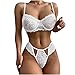 Bestyyo Set di biancheria sexy da donna scava fuori pizzo tinta unita sexy Sling pigiama set lingerie sexy reggiseno comfort lingerie sexy per le donne set pantaloncini pigiama verde, bianco, XL