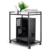 Liitrton Computer Tower Stand, 2-Tier CPU Stand PC Stand with Lockable Wheels Under Desk for Office...