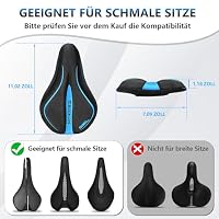 AEYINO Fahrradsattel Überzug Gel Sattelbezug 11×7×1.2 Zoll Für MTB(blus) – Ansicht 2