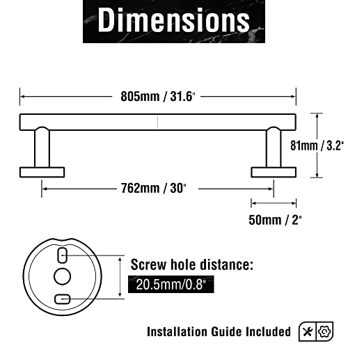 Hitslam Chrome 31.6 Inch Towel Bar For Bathroom, Sus304 Stainless Steel Bathroom Towel Rack Wall Mounted thumb #2