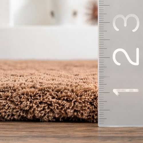 Image of 3D Shaggy Polyester Carpet Rug Runner Area Mats for Bedroom /Living Area /Home with Anti Slip Backing Soft /Fluffy Hight Pile - (Moon Beige, 5x7 feet)