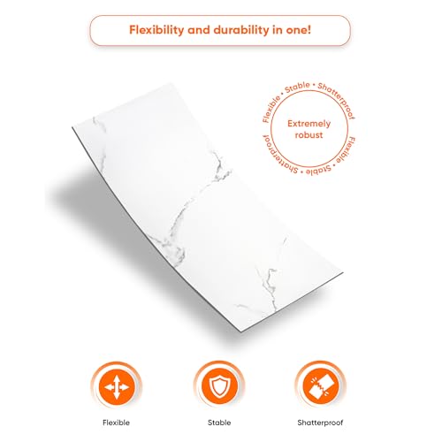IZODEKOR 4 Pcs 24"x48" PVC Marble Wall Panels - Realistic Marble Look, 3D Wall Panels for Shower Tile and Interior Decoration - Covers 30 Square Feet - White Serenity - Thumbnail 3