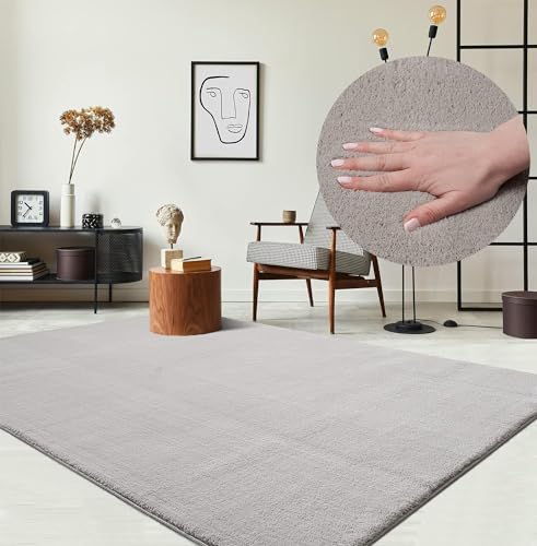 the carpet Area rug for living room or bedroom in Red 60 x 110 cm | washable up to 30 degrees | non-slip underside | modern and soft short pile rug | rectangular - RELAX rug