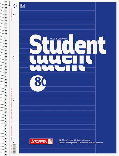 BRUNNEN Collegeblock Student | A4, Lineatur 25, 80 Blatt, blau