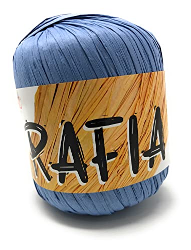 Mondial Lane art. Rafia - Ovillo de 50 g 100 m Aguja 4-4,5 de viscosa natural (990 denim)
