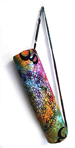 Indian Craft Castle Hippie Bolsa de transporte para esterilla de yoga con correa para el hombro, bolsa de gimnasio y playa, Completo, Multi Om