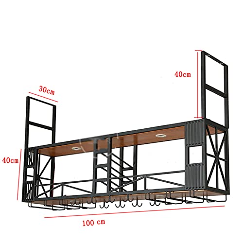 Ceiling Wine Rack, Wine Cabinet Bar Decoration Hanger Household Solid Wood Ceiling Cabinet Multi-Functional Display Rack (Size : 100X30X80Cm) #TOP1