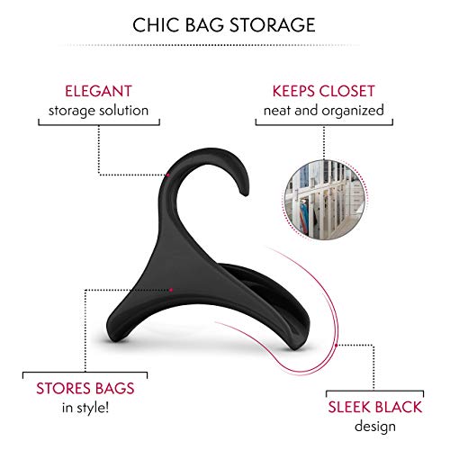 Bag-A-Vie Purse Hanger For Closet - Handbag Organizer Hooks For Hanging Bags & Purses, Protecting Bag Shape & Organizing Space (3 Hangers, Black Plastic) #TOP5