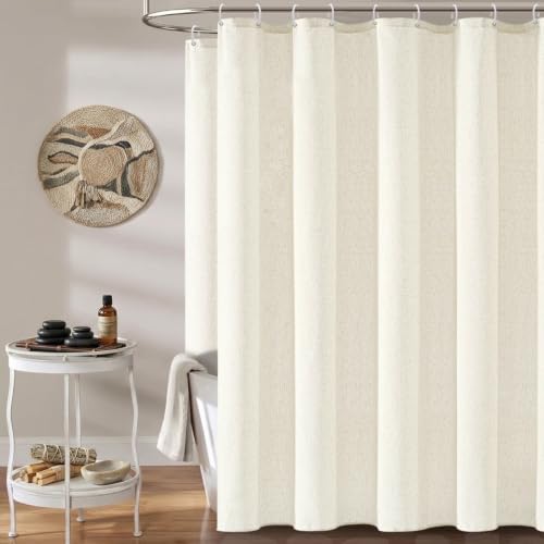 zokyer Linen Beige Shower Curtain, Clawfoot Tub, 180x70 Inch, 31 Hooks