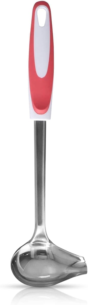 Cucharón para conservas, cucharón de metal, cucharones para servir sopa, cucharón para conservas de acero inoxidable, cucharón de mango largo, cuchara para sopa de aceite, 12,2 x 3,43 pulgadas, 1 pieza