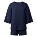 Womens Two Piece Sets Lounge Sets for Women Summer Shirt and Shorts Set 2 Piece Outfits Womens Casual Oversized 3/4 Sleeve T Shirts Top Pajama Matching Beach Vacation Clothes,BU2,M