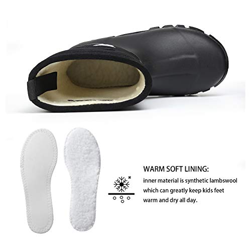 8 Fans Kids Rubber Boots 100% Waterproof Fishing Walking Neoprene Winter Snow Rain Boots With Warm Liners For Boys And Girls (Numeric_4) #TOP1