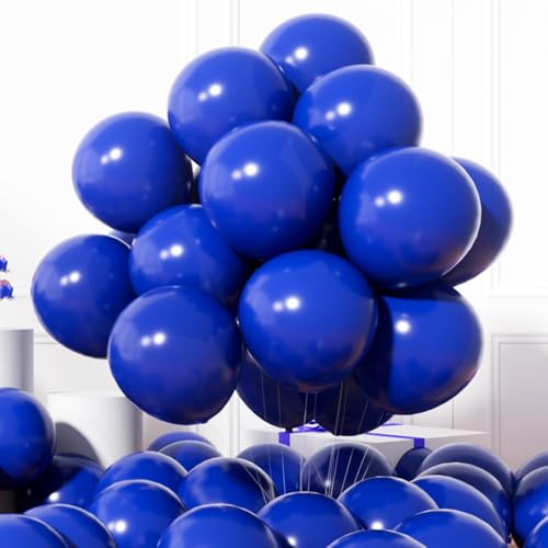 Image of AULE 50Pcs Latex 12 Inch Royal Blue Balloons | Helium Party Happy Birthday Graduation Gender Reveal Shower Independence Decoration