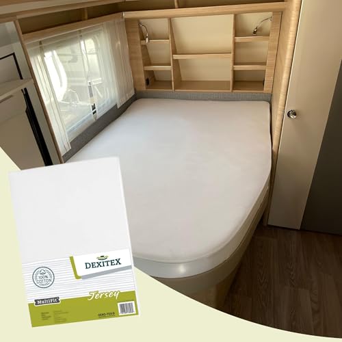 Dexitex - Spanbettlaken Hubbet - Wohnmobil mit Hubbett - Spanbettlaken Wohnmobil - Wohnwagen mit Hubbett - für Matratze Wohnmobil - Oeko-TEX - 100% Baumwolle - Weiß 8 Dexitex - Spannbettlaken Wohnmobil - Bettlaken Wohnmobil - Französische Bettwäsche - für Wohnwagen Bett - Oeko-TEX - Rechts, 1 Stück - Weiß