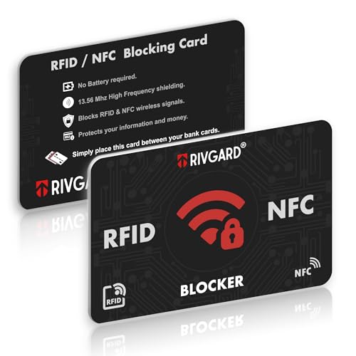 Rivgard x2 Cartes de Protection Anti-Ondes RFID et NFC, Protection pour Cartes sans Contact, Protégez Vos Portefeuilles et Porte Cartes efficacement, Carte...