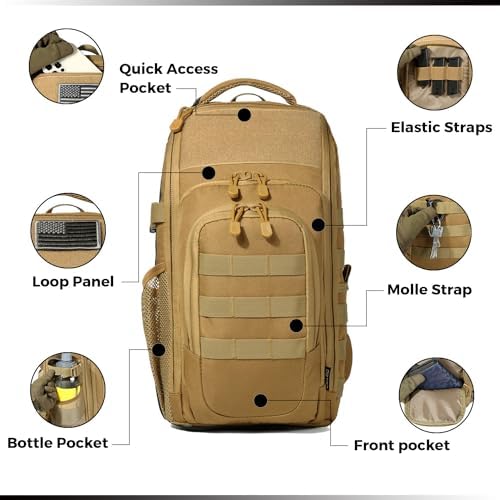 Tactical Range Bag Large + Tactical Large Shoulder Pack with Sling (Brown)