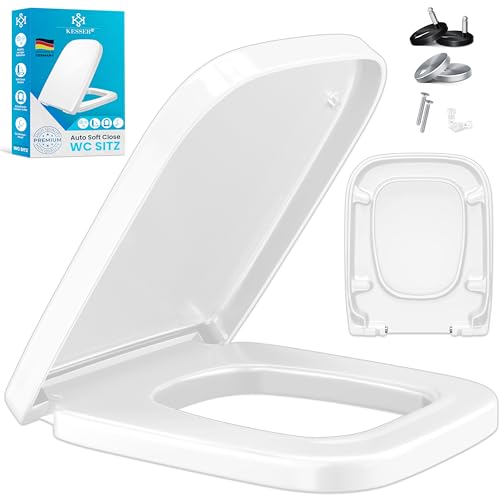KESSER® WC Sitz mit Absenkautomatik Toilettendeckel Quick-Release-Funktion und Softclose - einfache Montage Klodeckel aus Duroplast Toilettensitz mit Edelstahl Befestigung E-Form