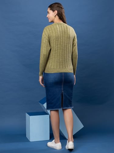 Image of Women's Cable Knit Woolen Pullover | Full Sleeve Round Neck Winterwear | Soft & Stylish Warm Sweater for Girls & Ladies