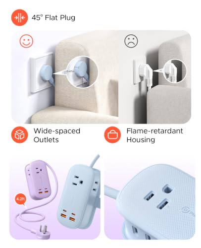 PHIXERO PhiPlug Desk Power Strip 7 in 1 22.5W GaN Flat Plug Blue - image 4