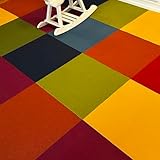 4urFloor Assorted Bright Colorful Selection Carpet Tile 24'x 24' 12 per Box, 48sqft Peel and Stick