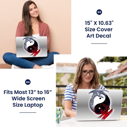 Image of LSS 15 15.6 Inches Laptop Notebook Skin Sticker with 2 Wrist Pads - Reusable Cover Protector Vinyl Sticker Cover Decal Fits 13 inch - 16 inch HP Asus Acer - Ying Yang Dinosaurs Pattern