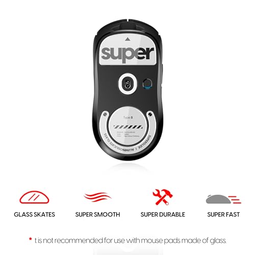 Superglide(Type S) マウスソール for Logicool Gpro X Superlight マウスフィート [ 強化ガラス素材 ラウンドエッヂ加工 高耐久 超低摩擦 Super Smooth ] - White