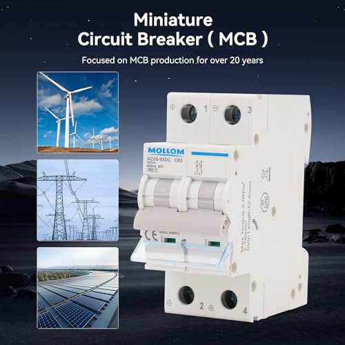 Miniatura 4 de Mollom 2p Cc Disyuntor Miniatura,500v 32a C32 ,Mcb Personalizado Con Visualización De Escena,Disparo Térmico-Magnético,6ka.Interruptor De Desconexión Cc Para Sistema Fotovoltaico Solar