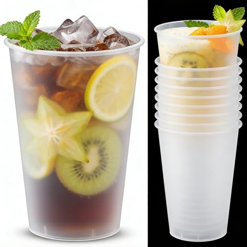 LANSKYLAN 50 Vasos de Plástico Reutilizables 360ml, Vasos de Sidra Plastico Duro Transparente, Vaso de Cocktail Plastico Reutilizables, Vaso para Beber Agua Jugo Bebida en Fiesta, Cumpleaños y Bodas