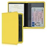 GRÖßE: Die Tasche misst 12 x 17,5 cm und 9,2 x 13cm im gefalteten Zustand. Sie ist geeignet für die meisten europäischen Fahrzeugpapiere und Führerscheine ab 2005 (innerhalb der EU). Einige Dokumente müssen gefaltet werden.