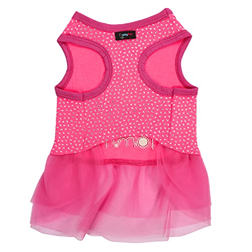 Ollypet Dog Shirt Girl Puppy Apparel Funky White Polka Triangle Print Costume Cute Pink Tutu Sleeveless Round Neck Pet Dress Adorable Summer Outfits For Pet Mommy Cotton Blend Comfortable Dress (S) #TOP4