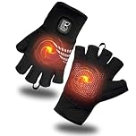 Kivdes Heated Gloves Fingerless for Women Man Rechargeable Electric Touchscreen Wearable cold Winter Work Arthritis pain relief Hand Warmers Hot Compress Reusable (Black, M)