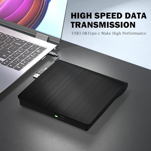wintale External Blu Ray Drive, Portable 3D Bluray External DVD Drive, Blu Ray Burner with USB 3.0 and Type-C Dual Port, Bluray Drive for PC Windows XP/7/8/10/11 MacOS for Mac - Thumbnail 6