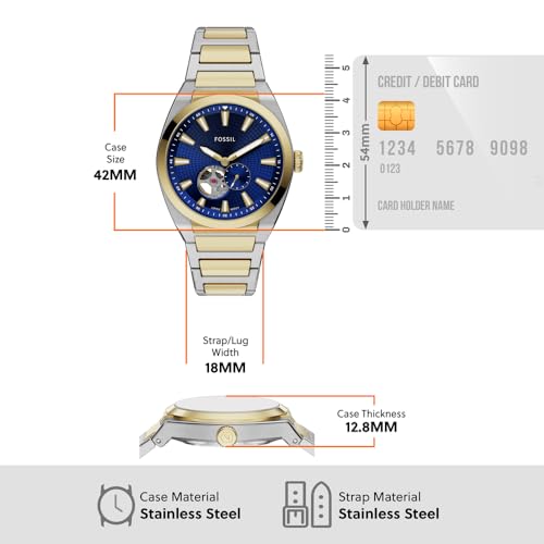 Image of Fossil Everett Multicolor Automatic Stainless Steel Watch ME3275