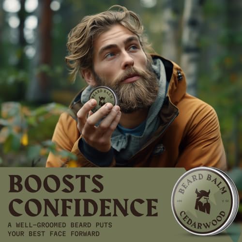 Striking Viking Cedar Beard Balm - Softens & Moisturizes with Beard Butter & Shea - Tames Flyaways with Styling Balm & Cedarwood - 2 Fl Oz Pack of 1, Cedar - Image 6