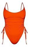 KRLAGAPAS Women's Neon Orange Sexy One Piece Bathing Suit Tummy Control Swimsuit, SW01Orange L