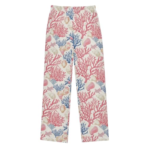 Boys' Pants Corals Seashell Pink Blue Long Bottoms Jogger Pants Elastic Waist Trousers with Pockets S-XL