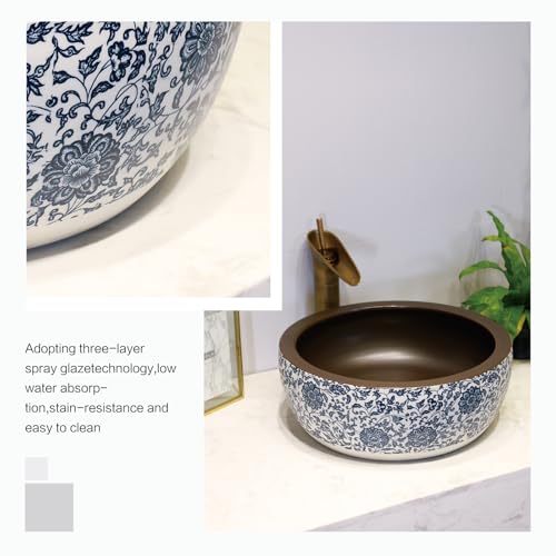 Vasque céramique Jingdezhen lavabo compact de forme arrondie - 6