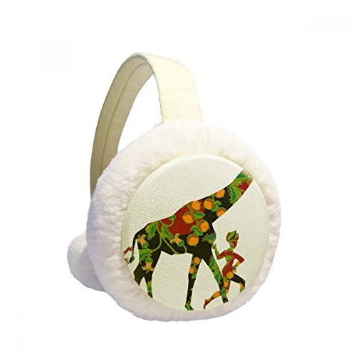 Orejeras de invierno de felpa regalo unisex de diseño aborigen con jirafa