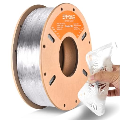 ERYONE TPU Filament 1.75mm +/-0.03mm Flexible TPU Roll, 95A Soft 3D Printer Filament 1kg Spool(2.2 lbs), Transparent