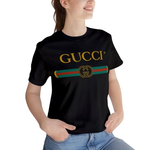 Printify Modern T Shirt Women and Men Jersey Short Sleeve Shirt 100% Cotton Unisex Fashion Luxure T-Shirt (US, Alpha, Large, Regular, Regular, Black)