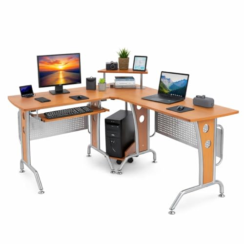 Techly 305724 Scrivania per Computer Angolare in Ciliegio Ciliegio