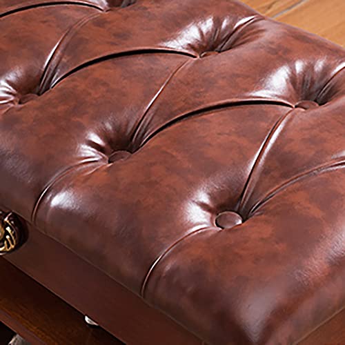 Banc à chaussures en bois massif et cuir PU de qualité supérieure rustique - 6