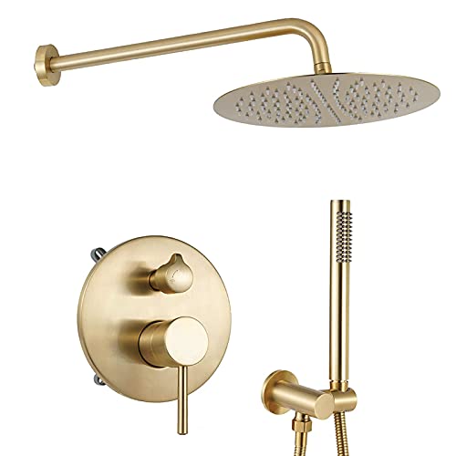 Ensemble de douche encastrable doré brossé, 10