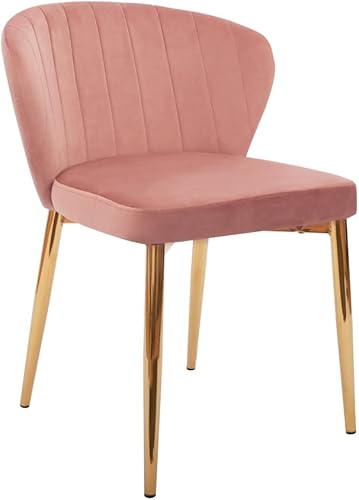 CangLong Mid Century - Silla auxiliar tapizada de terciopelo con patas de metal, juego de 1, color rosa