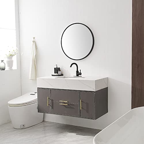 Homevacious Bar Sink Faucet Single Hole,Matte Black Bathroom Faucet,Modern Mini Kitchen Sink Faucet, Single Handle Rv Vanity Wet Bar Sink Faucet With 360 Swivel Spout And Deck Plate #TOP4